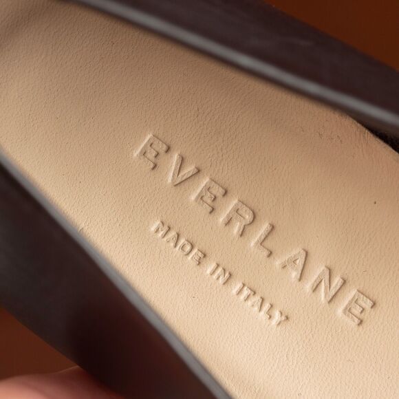 Everlane The '90s Leather Square Toe Italian Made Flat Shoes Womens Size 7.5 BLK - Picture 10 of 11